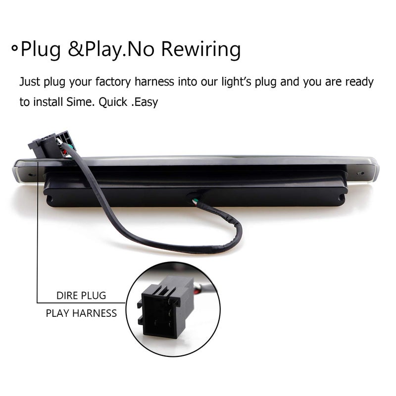 ILONPA Black Housing Smoke Lens LED 3rd Brake Light Cargo Light High Mount Stop Brake Light for 1994-2001 Dodge Ram 1500 2500 3500 - Image 5